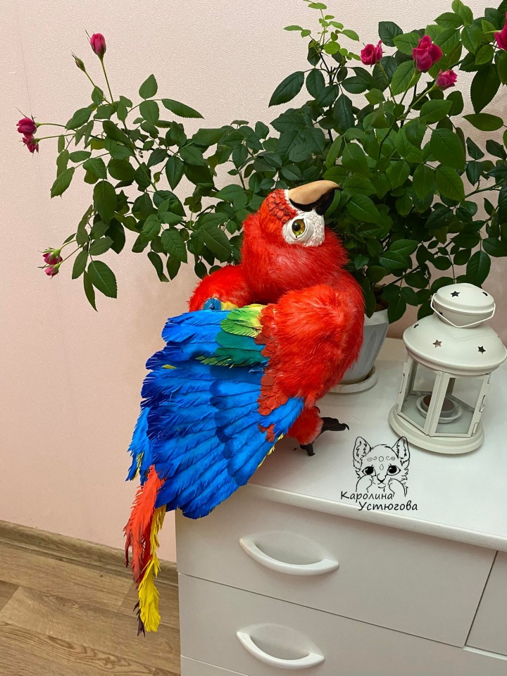 Попугай Ара — Игрушки в смешанной технике (мех и глина): Арт