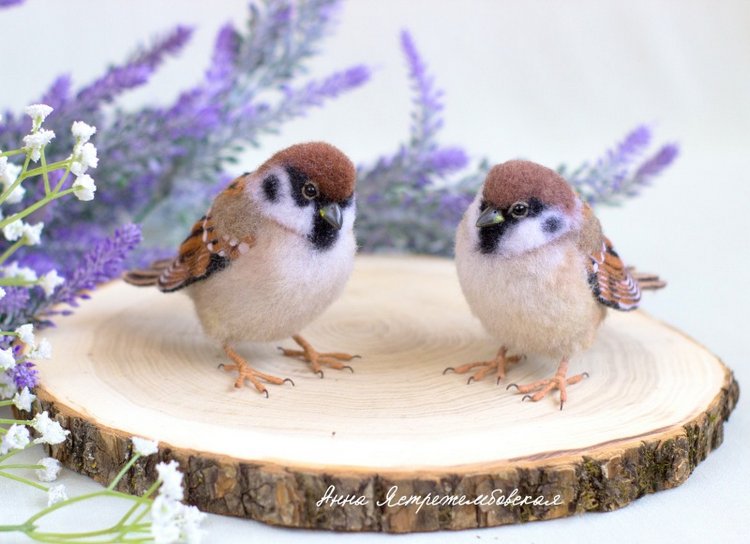 Воробушки — Валяные игрушки из шерсти: сухое валяние (фото 7)