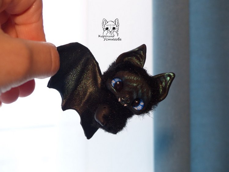 Сапфировая летучая мышка — Игрушки в смешанной технике (мех и глина): Арт (фото 8)