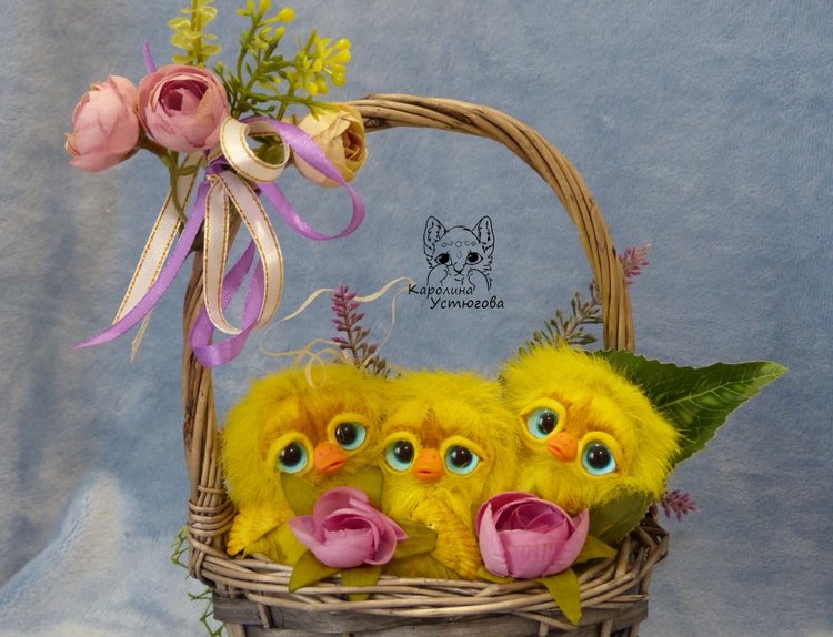 Утята, ждут весны — Игрушки в смешанной технике (мех и глина): Арт (фото 6)