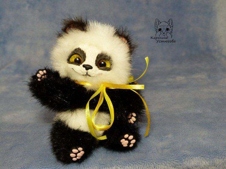 Семейка Панд — Игрушки в смешанной технике (мех и глина): Арт