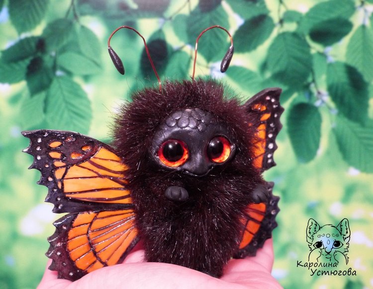 Бабочка — Игрушки в смешанной технике (мех и глина): Арт (фото 3)