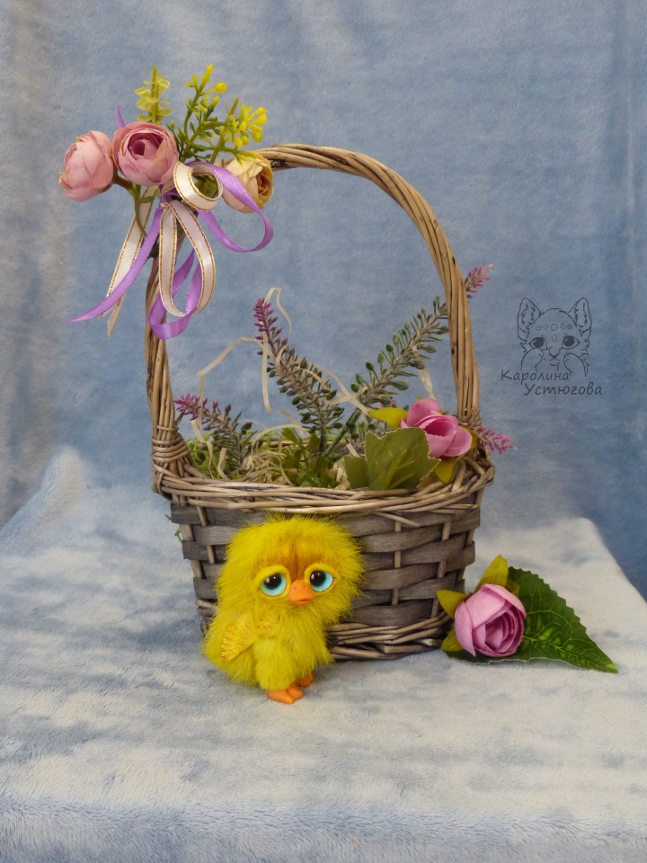 Утята, ждут весны — Игрушки в смешанной технике (мех и глина): Арт