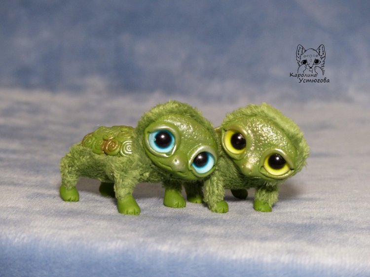 Черепашка Юля — Игрушки в смешанной технике (мех и глина): Арт