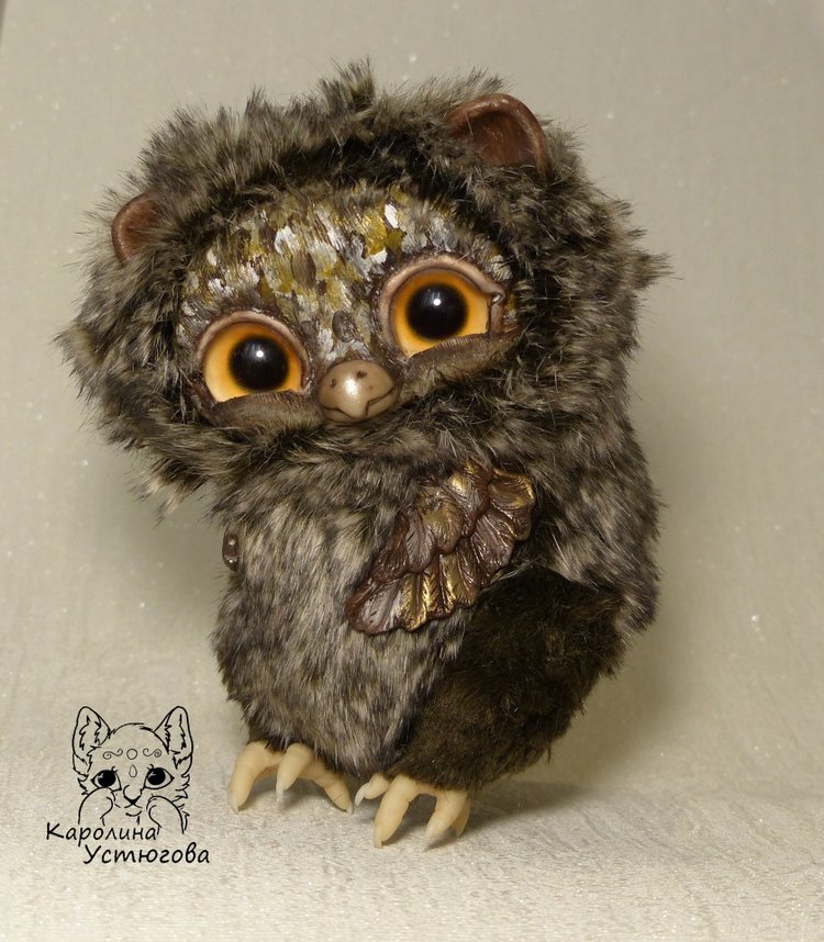 Счастливая сова — Игрушки в смешанной технике (мех и глина): Арт (фото 7)