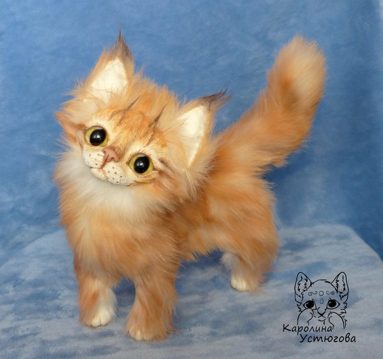 Котенок Мейн-куна — Игрушки в смешанной технике (мех и глина): Арт (фото 3)