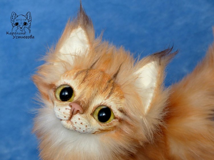 Котенок Мейн-куна — Игрушки в смешанной технике (мех и глина): Арт (фото 4)