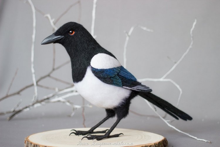 Сорока-белобока — Валяные игрушки из шерсти: сухое валяние (фото 7)