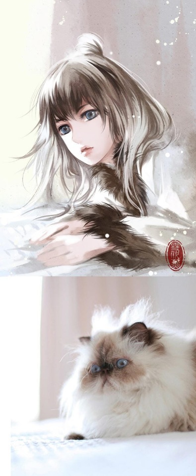 Как выглядели бы кошки, будь они девушками из аниме (фото 5)