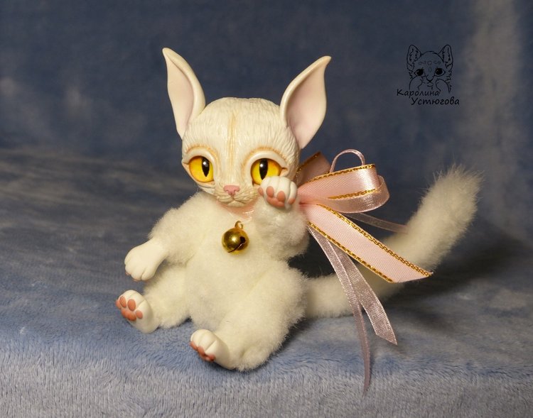 Кошечка Эльф - Муна — Игрушки в смешанной технике (мех и глина): Арт (фото 3)