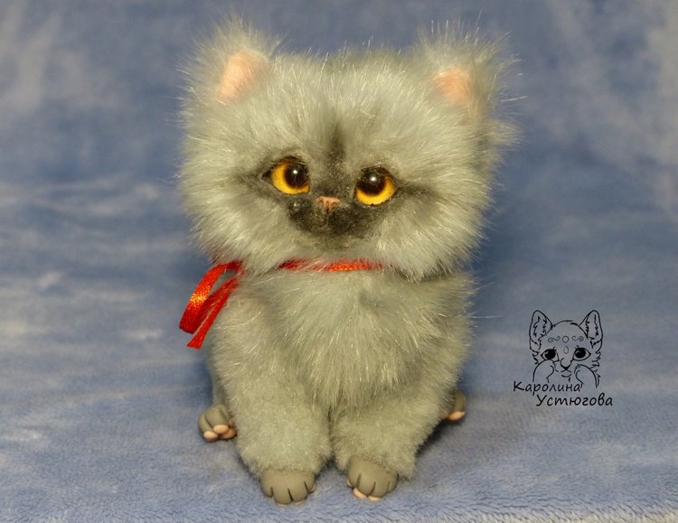 Котенок Дымок — Игрушки в смешанной технике (мех и глина): Арт (фото 6)