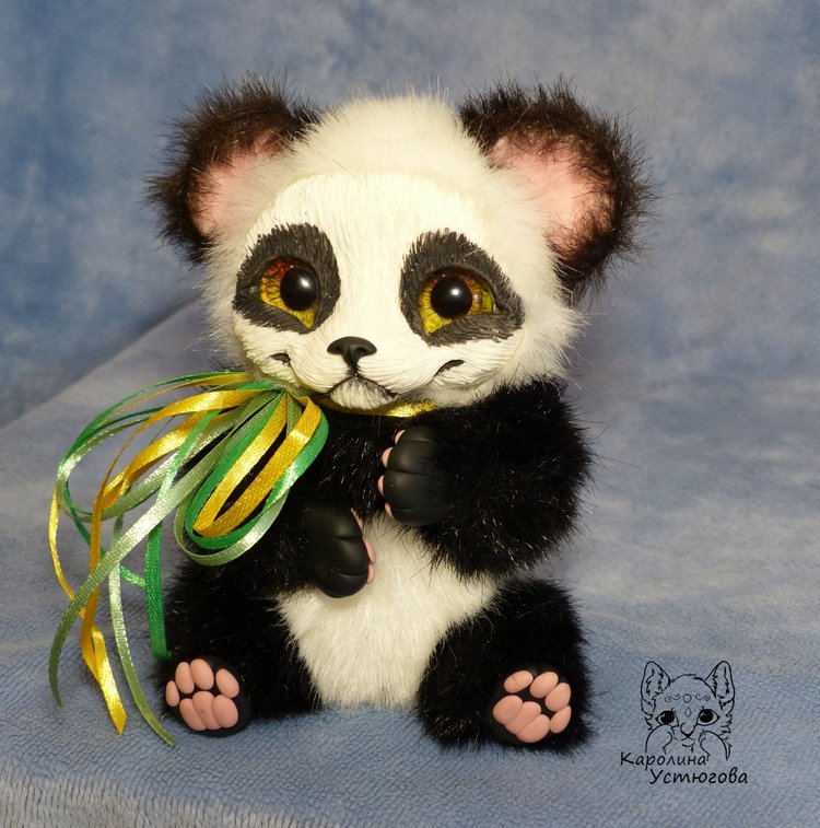 Семейка Панд — Игрушки в смешанной технике (мех и глина): Арт