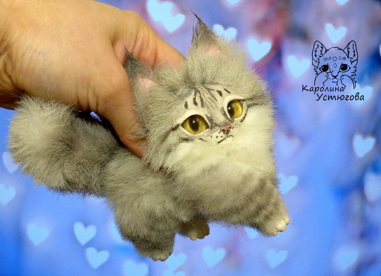 Котята Мейн-Куна — Игрушки в смешанной технике (мех и глина): Арт