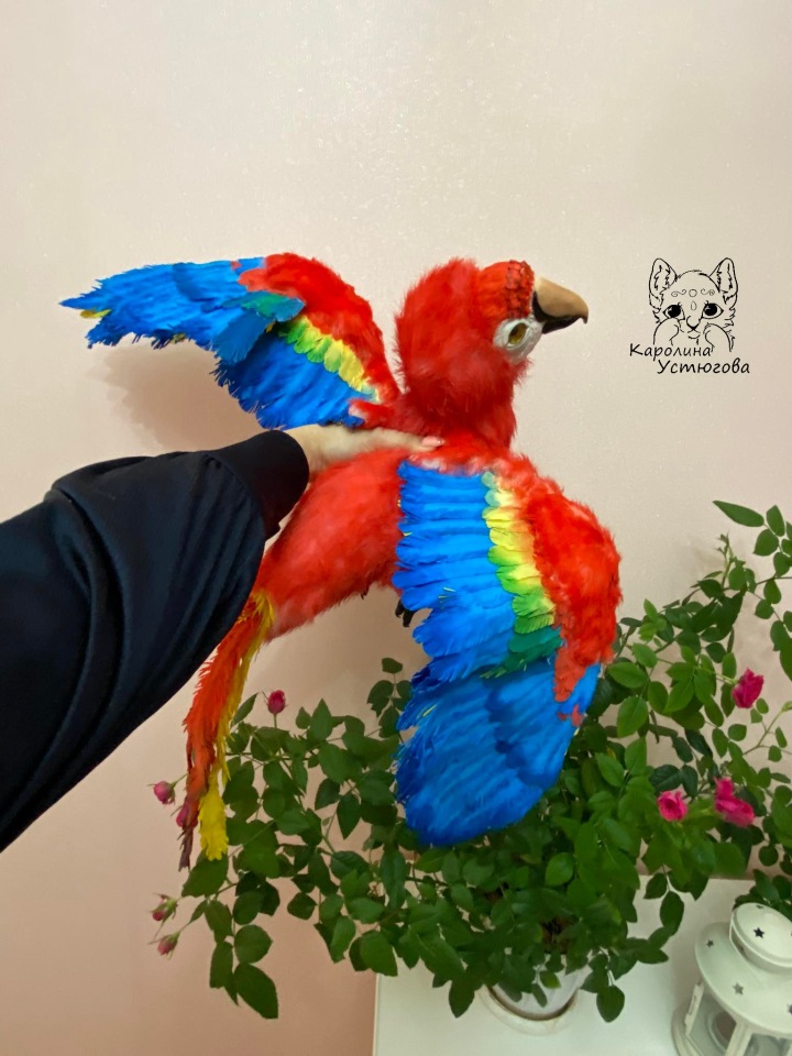 Попугай Ара — Игрушки в смешанной технике (мех и глина): Арт