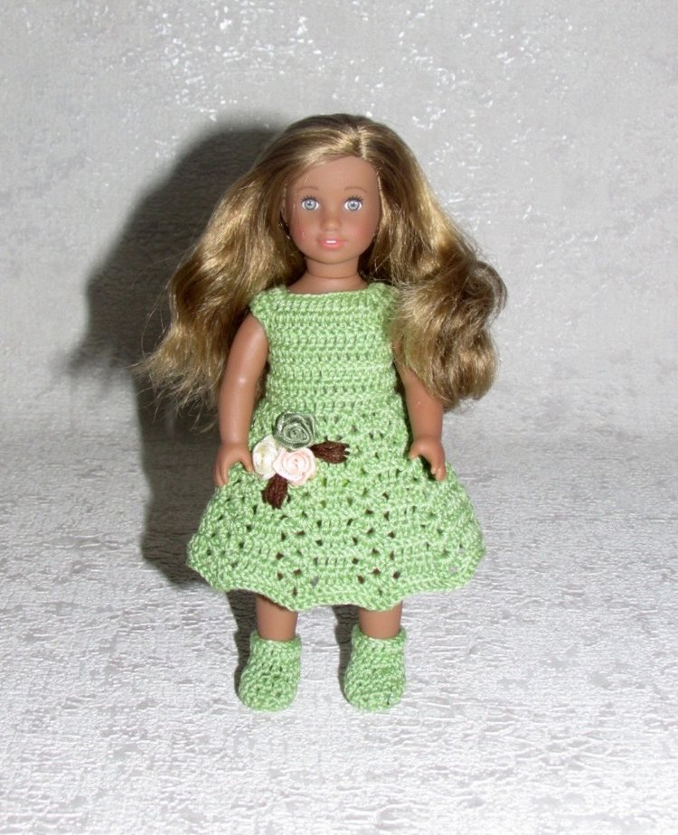 Авторское вязаное платье для кукол American Girl mini 16 см "Лето" (фото 7)