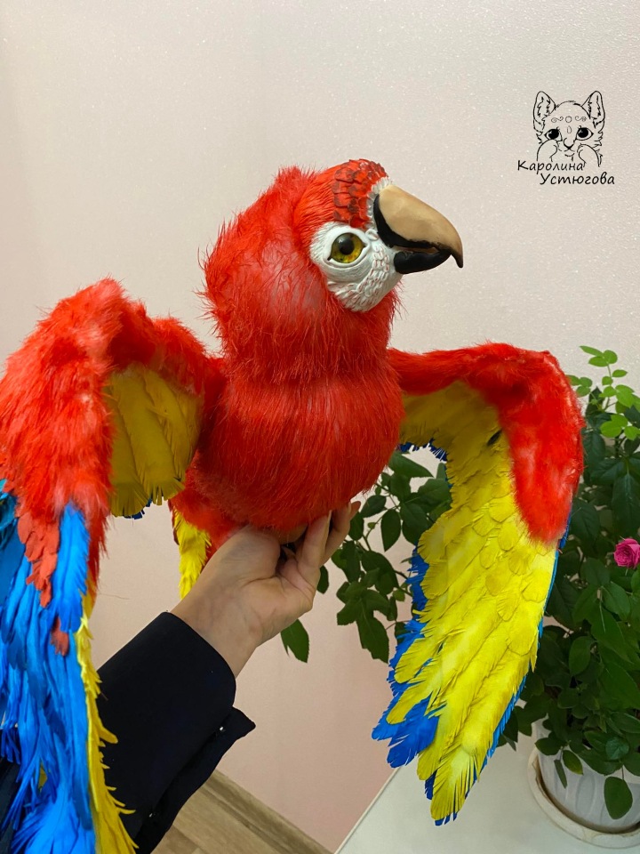Попугай Ара — Игрушки в смешанной технике (мех и глина): Арт