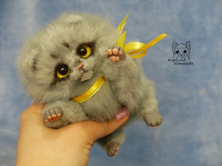 Котенок вислоухий — Игрушки в смешанной технике (мех и глина): Арт (фото 6)