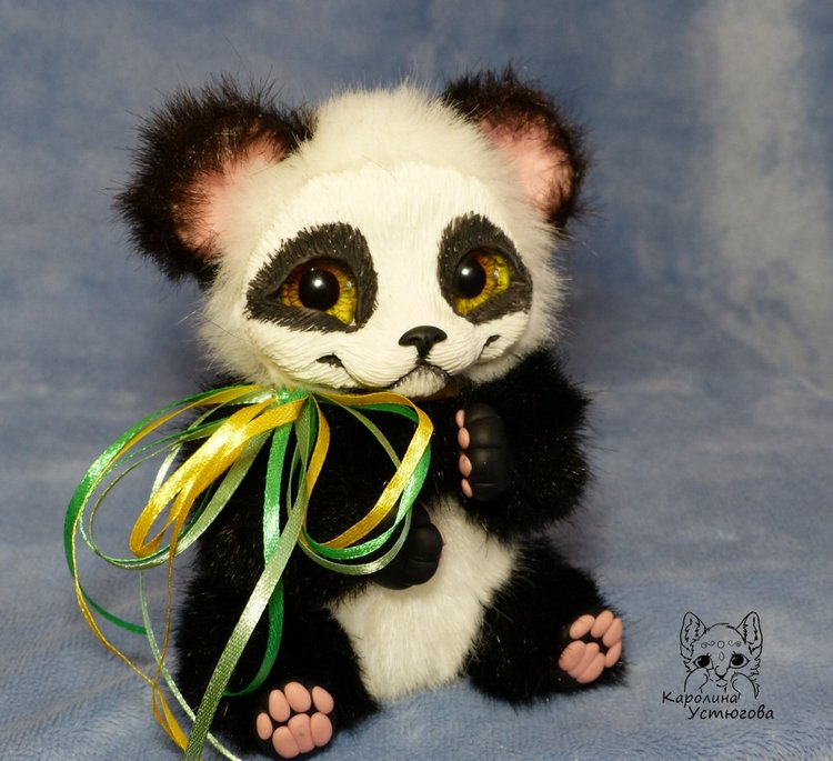 Семейка Панд — Игрушки в смешанной технике (мех и глина): Арт