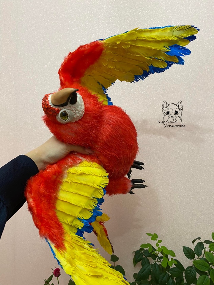 Попугай Ара — Игрушки в смешанной технике (мех и глина): Арт (фото 7)