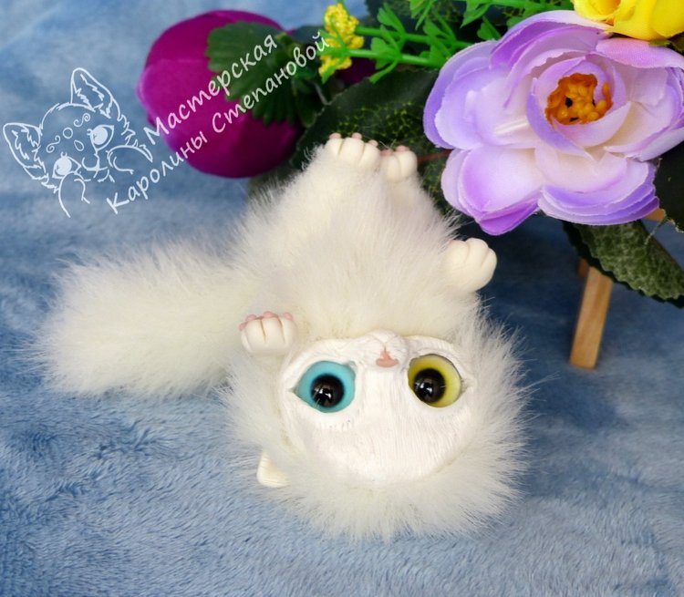 Котенок Пушок младший — Игрушки в смешанной технике (мех и глина): Арт (фото 8)