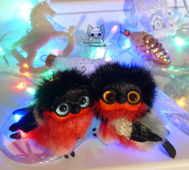 Снегири — Игрушки в смешанной технике (мех и глина): Арт (фото 4)