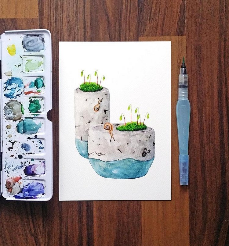 SnailMaidenStudio - Акварельные иллюстрации маленьких живых существ