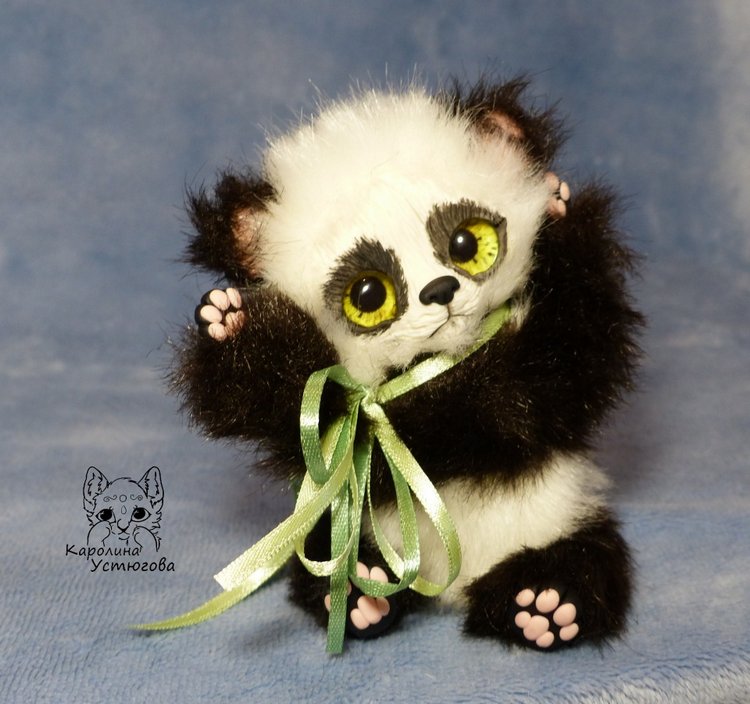 Семейка Панд — Игрушки в смешанной технике (мех и глина): Арт