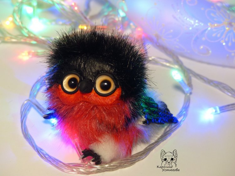 Снегири — Игрушки в смешанной технике (мех и глина): Арт