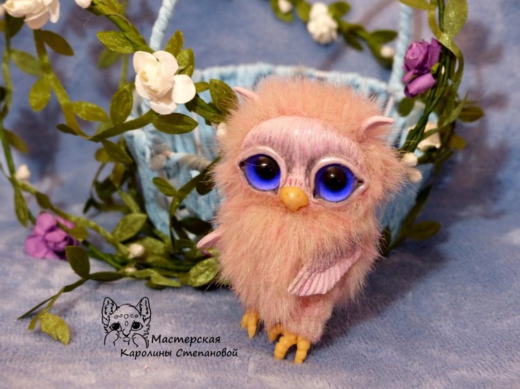 Совушка Бэрри — Игрушки в смешанной технике (мех и глина): Арт (фото 5)