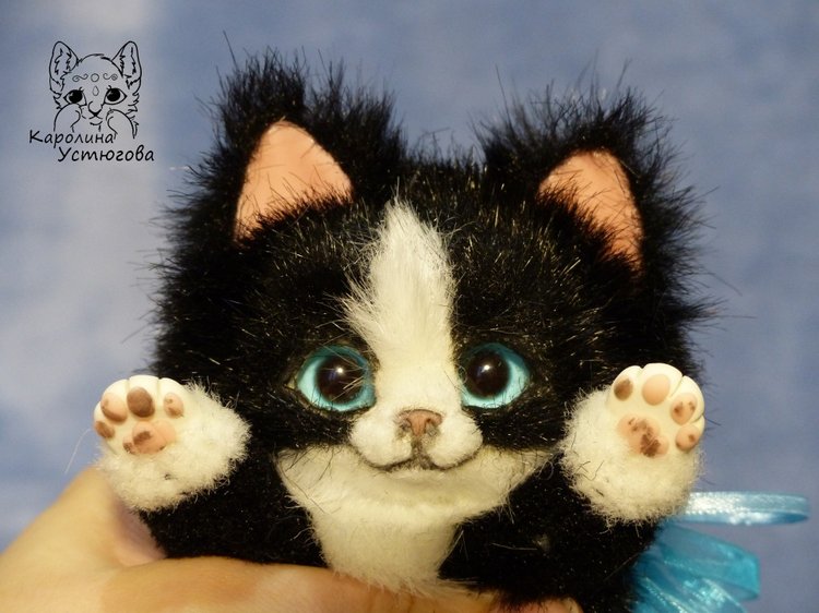 Кошечка Мякушка — Игрушки в смешанной технике (мех и глина): Арт (фото 10)