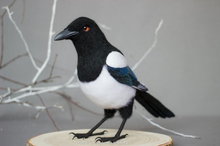 Сорока-белобока — Валяные игрушки из шерсти: сухое валяние (фото 6)