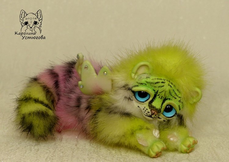 Ахисмио Тигровый — Игрушки в смешанной технике (мех и глина): Арт