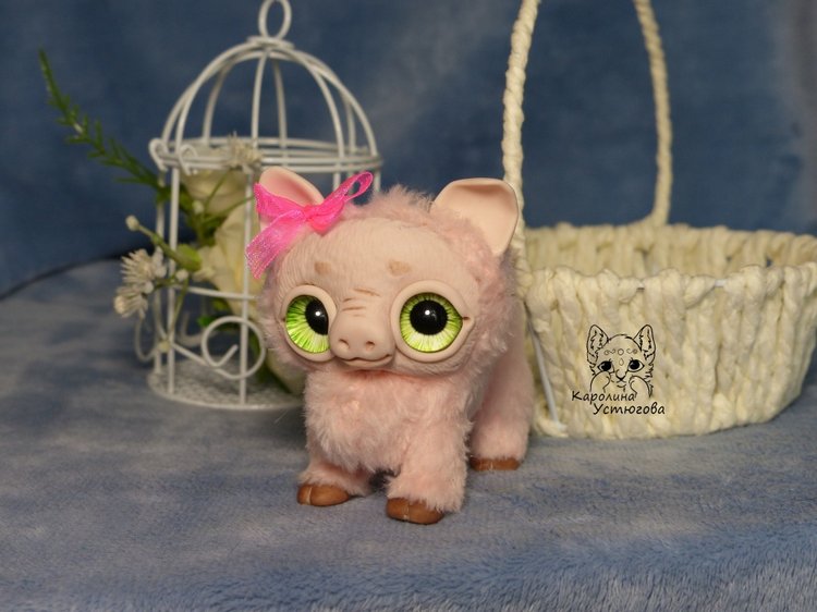 Свинка Эми — Игрушки в смешанной технике (мех и глина): Арт (фото 4)