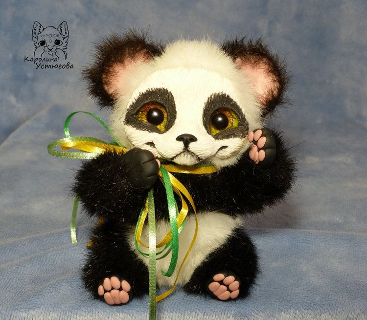Семейка Панд — Игрушки в смешанной технике (мех и глина): Арт