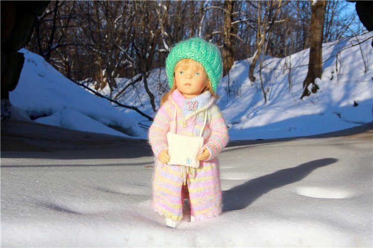 Зимняя прогулка Сони. Уникальная кукла от Сильвии Наттерер