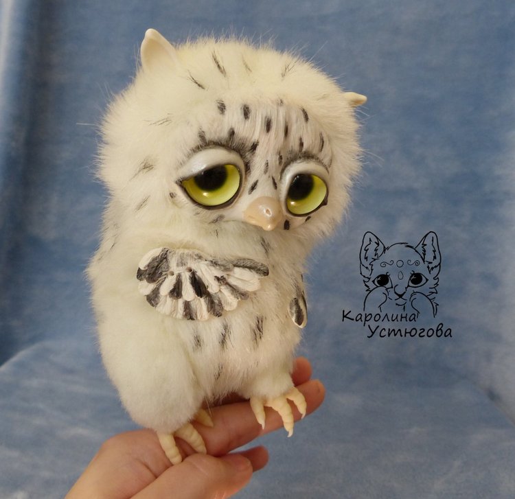 Большой совенок Бу-Бо — Игрушки в смешанной технике (мех и глина): Арт