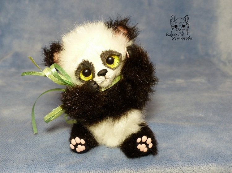 Семейка Панд — Игрушки в смешанной технике (мех и глина): Арт