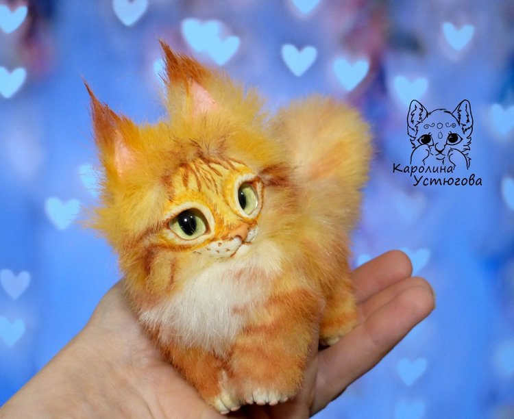 Котята Мейн-Куна — Игрушки в смешанной технике (мех и глина): Арт