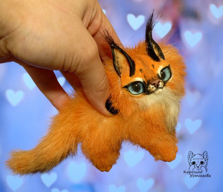 Детеныши Каракала — Игрушки в смешанной технике (мех и глина): Арт (фото 9)