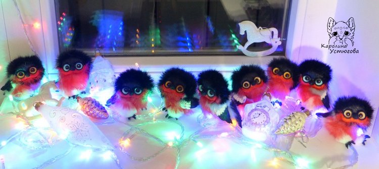 Снегири — Игрушки в смешанной технике (мех и глина): Арт (фото 6)