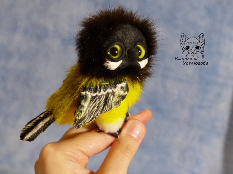 Синички — Игрушки в смешанной технике (мех и глина): Арт (фото 9)