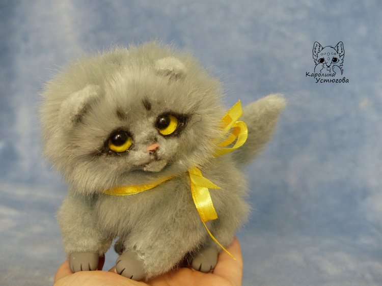 Котенок вислоухий — Игрушки в смешанной технике (мех и глина): Арт (фото 5)