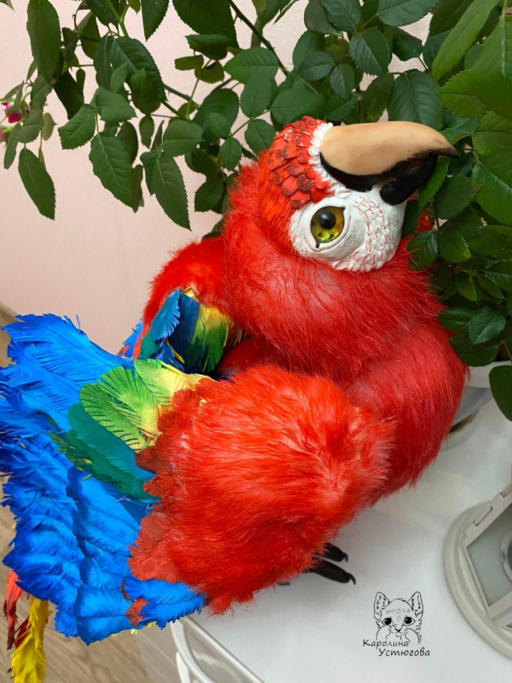 Попугай Ара — Игрушки в смешанной технике (мех и глина): Арт