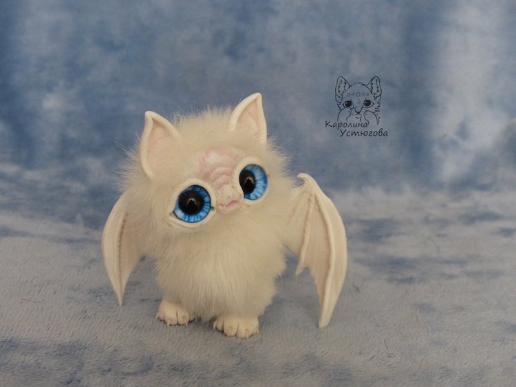 Белые летучие мышки — Игрушки в смешанной технике (мех и глина): Арт (фото 7)