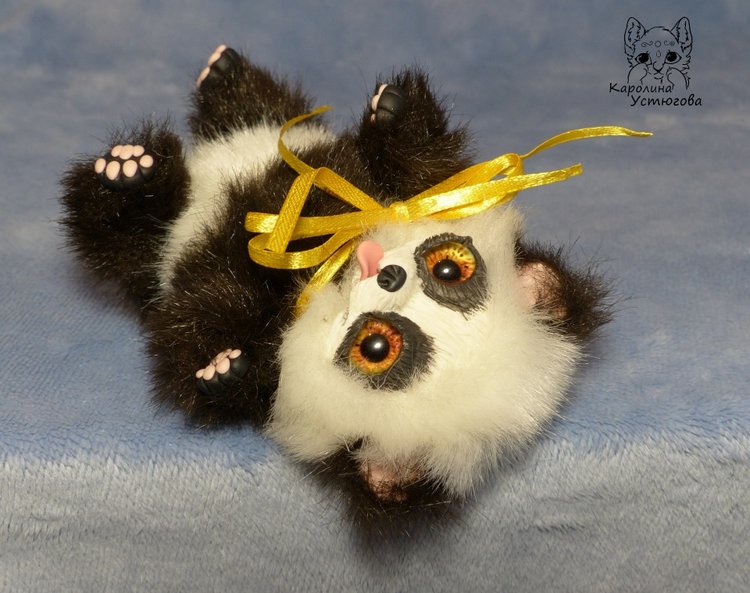 Семейка Панд — Игрушки в смешанной технике (мех и глина): Арт