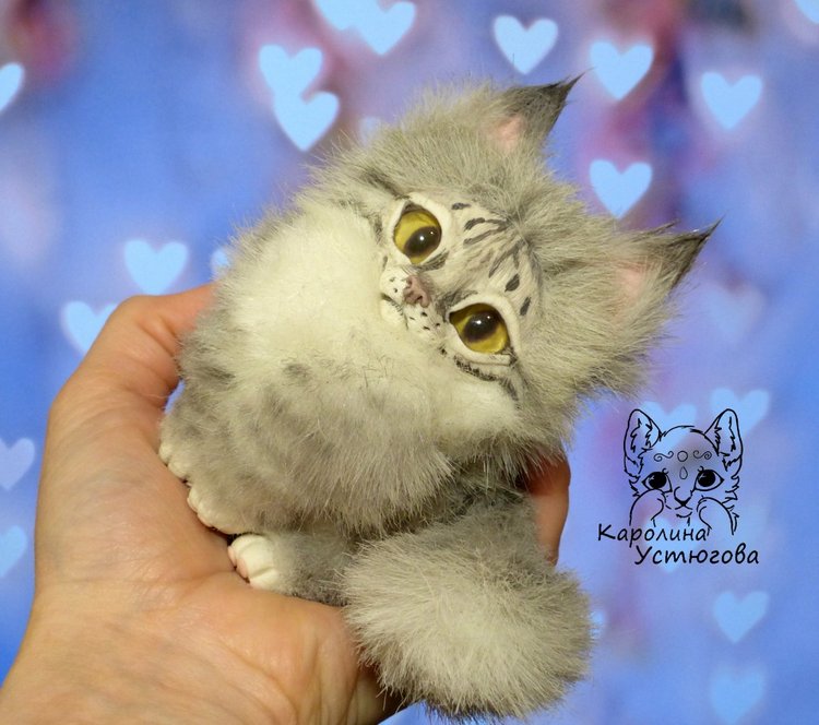 Котята Мейн-Куна — Игрушки в смешанной технике (мех и глина): Арт