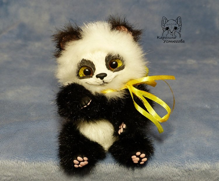 Семейка Панд — Игрушки в смешанной технике (мех и глина): Арт