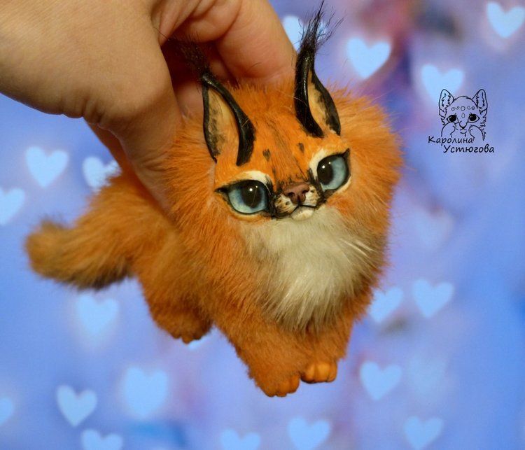 Детеныши Каракала — Игрушки в смешанной технике (мех и глина): Арт (фото 10)