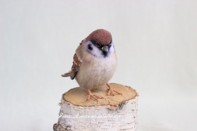 Воробушки — Валяные игрушки из шерсти: сухое валяние