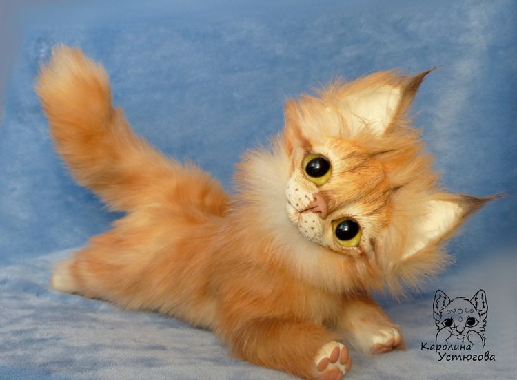 Котенок Мейн-куна — Игрушки в смешанной технике (мех и глина): Арт (фото 5)